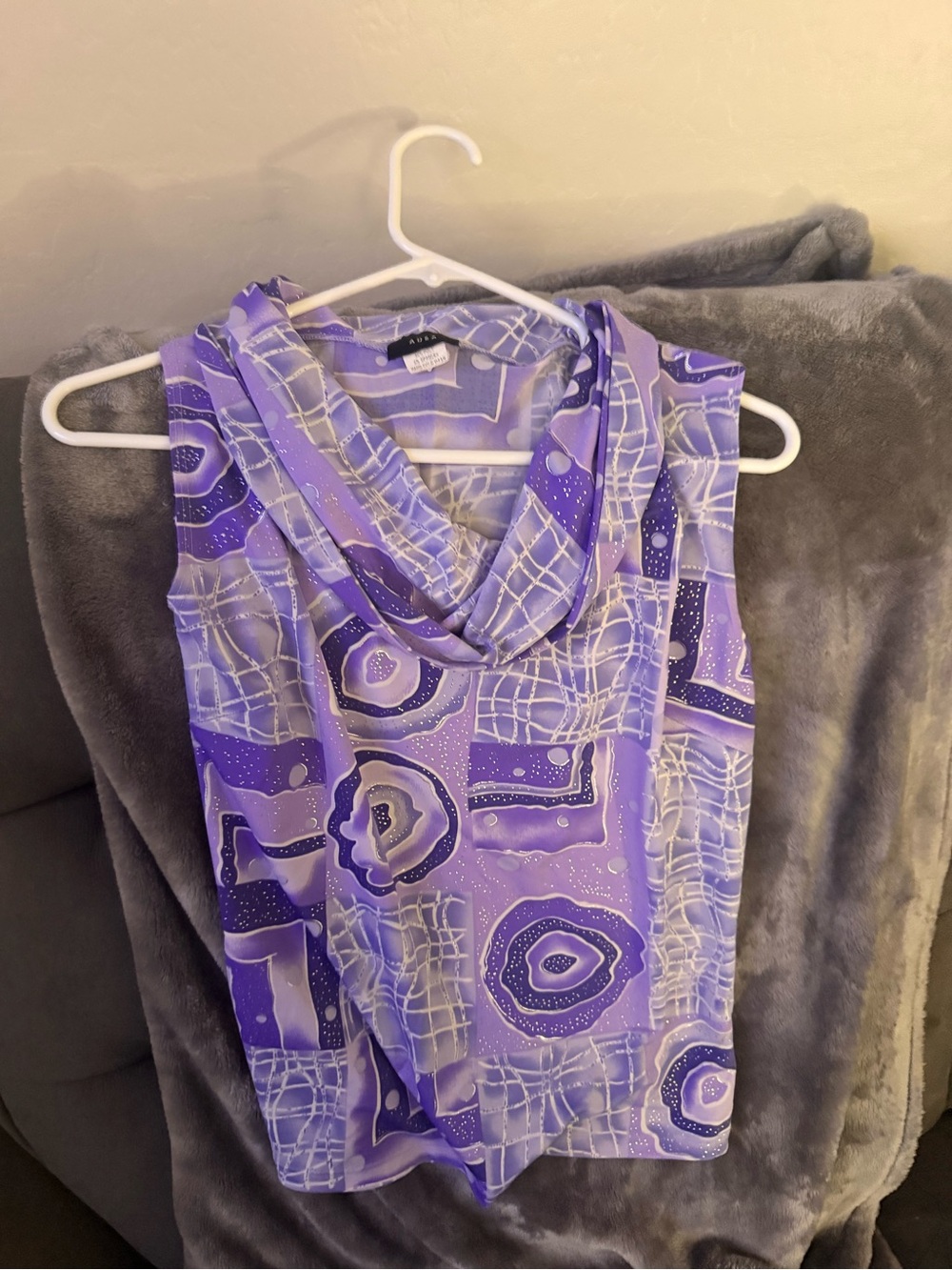 Aura Lavender & White Patterned Sleeveless Top